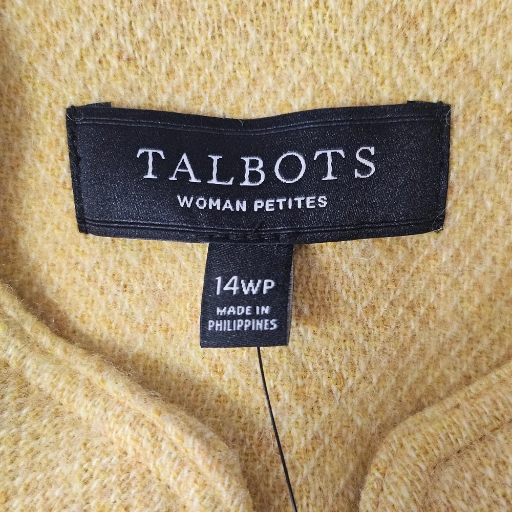 Talbots Wool Blend Jacket 14WP Yellow Band Collar Academia Preppy Classic Office